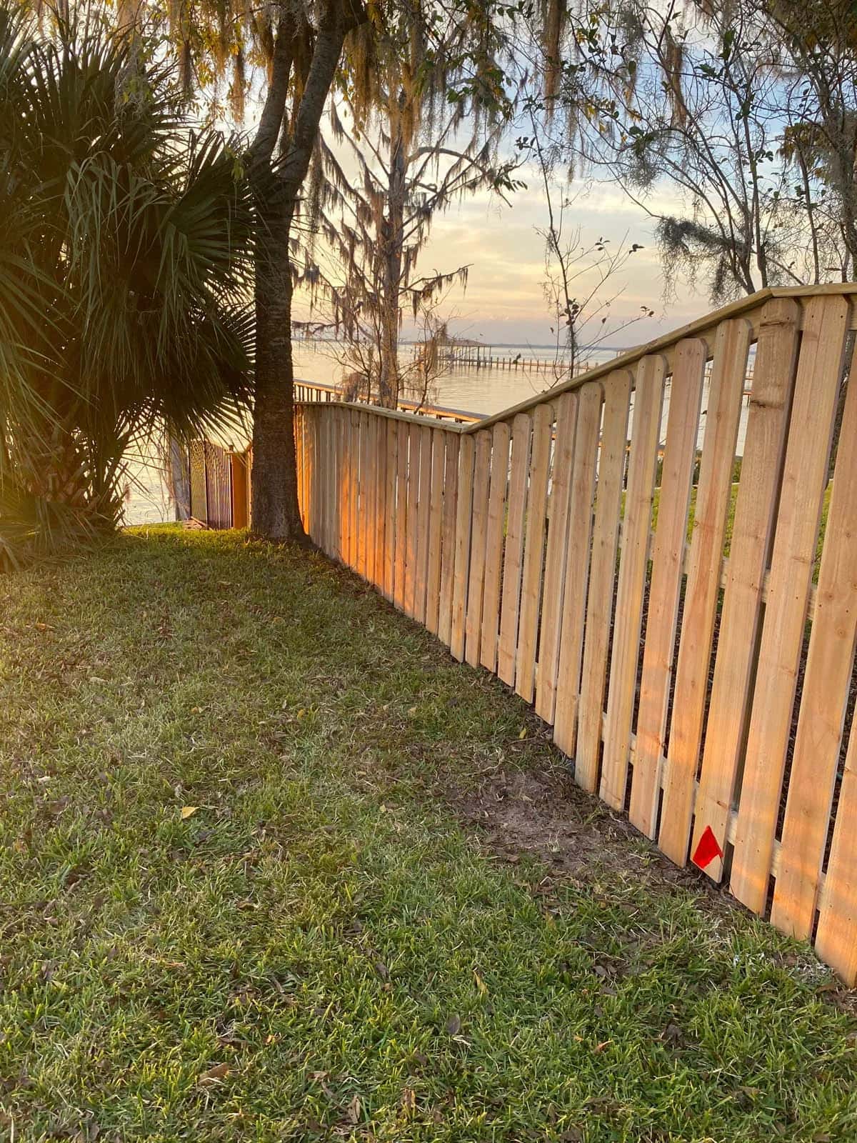 Florida Cedar Wood Privacy Fence Transition From 8 Foot To 4 Foot On Water