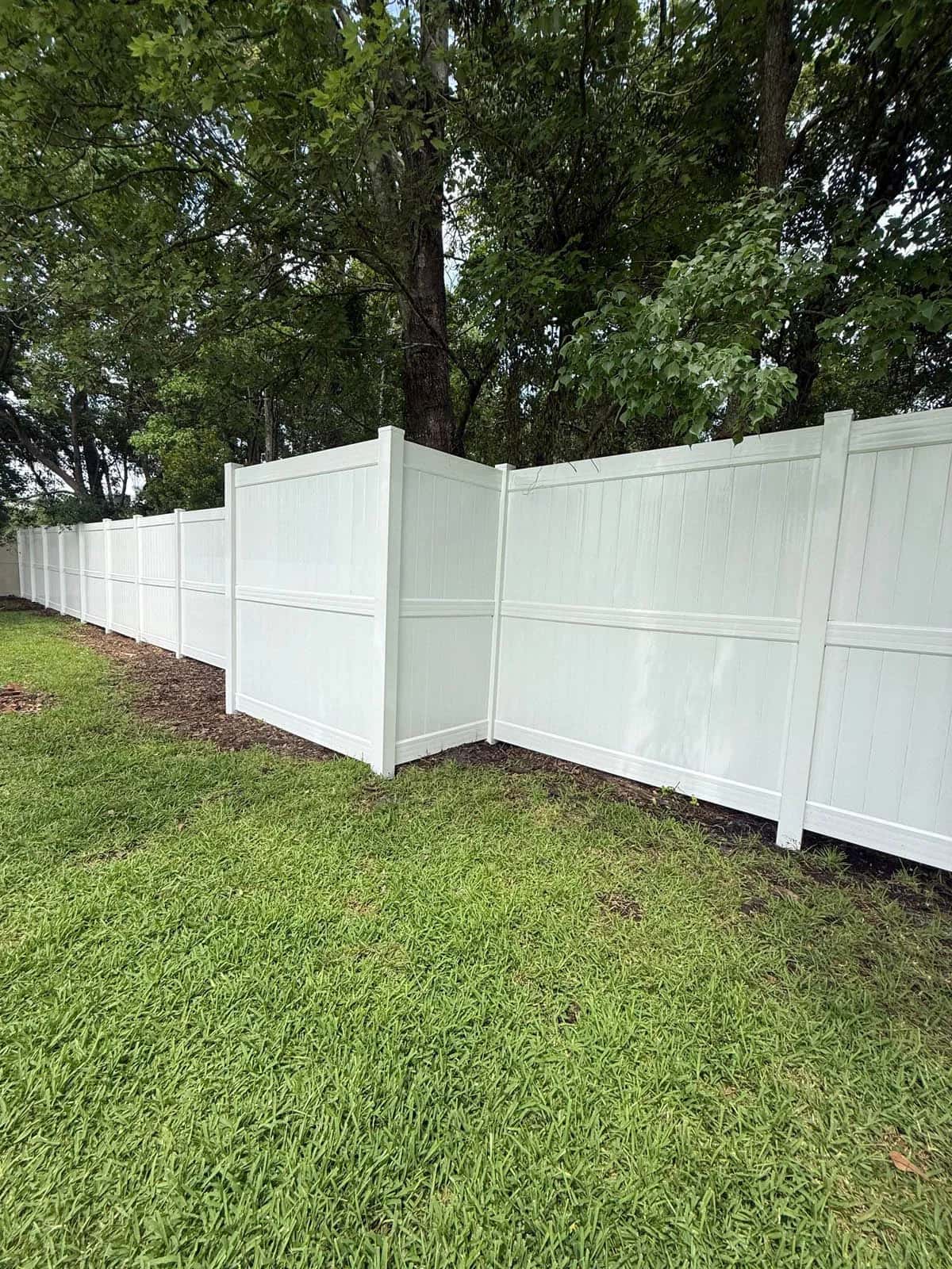Florida 8 Foot White Vinyl Fence With Box Around Tree