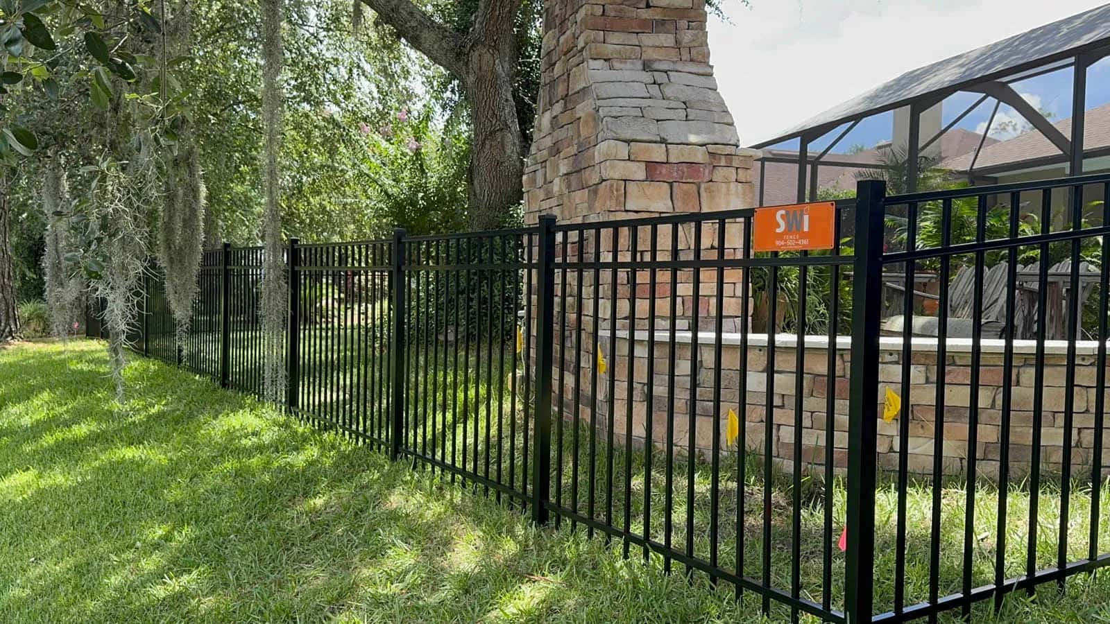 Florida 3 Rail Aluminum Fence Residential With Swi Florida Fence Sign With Outdoor Fireplace