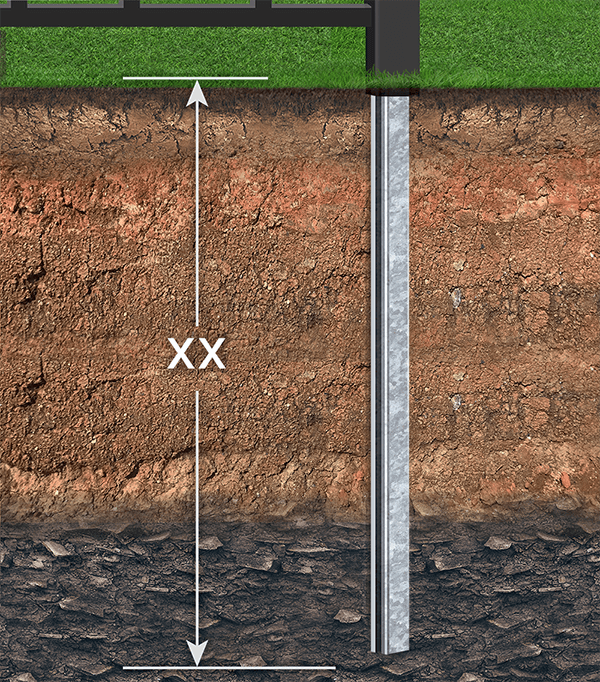 Zoomed view of aluminum post showing hole depth